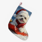 Bichon Frise Hund in Sledge Let it Schnee Weihnach Kleiner Weihnachtsstrumpf (Vorderansicht (hängend))