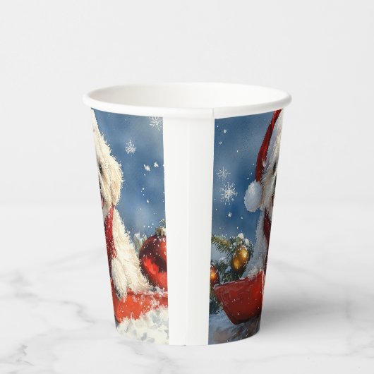 Bichon Frise Hund in Sledge Let it Schnee Weihnach Pappbecher (Rechts)