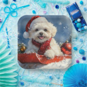 Bichon Frise Hund in Sledge Let it Schnee Weihnach Pappteller (Party)