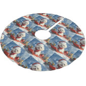 Bichon Frise Hund in Sledge Let it Schnee Weihnach Polyester Weihnachtsbaumdecke (Schrägansicht)
