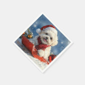 Bichon Frise Hund in Sledge Let it Schnee Weihnach Serviette (Ecke)
