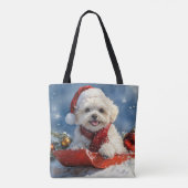 Bichon Frise Hund in Sledge Let it Schnee Weihnach Tasche (Rückseite)