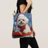 Bichon Frise Hund in Sledge Let it Schnee Weihnach Tasche (Von Nahem)