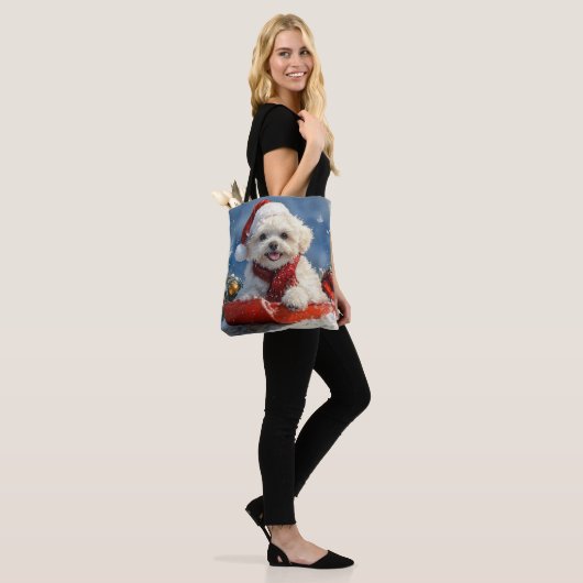 Bichon Frise Hund in Sledge Let it Schnee Weihnach Tasche (Am Model)