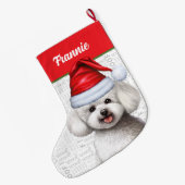 Bichon Frise Hund mit Hundename Großer Weihnachtsstrumpf (Rückseite (Hängend))
