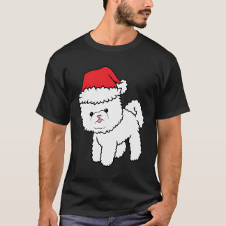 Bichon Frise Hund mit Weihnachtsmannmütze Weihnach T-Shirt