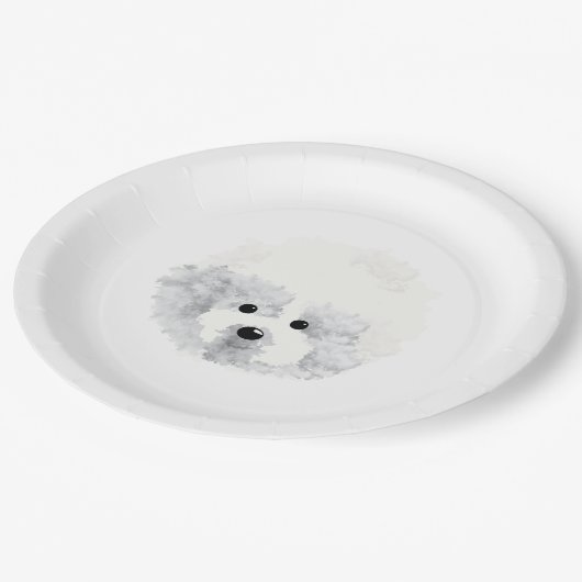 Bichon Frise Hund Pappteller (Schrägansicht)