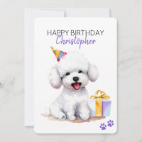 Bichon Frise Hund Personalisiert Happy Birthday Fl