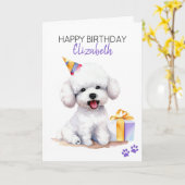 Bichon Frise Hund Personalisiert Happy Birthday Karte (Gelbe Blume)