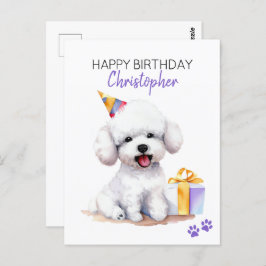 Bichon Frise Hund Personalisiert Happy Birthday Postkarte