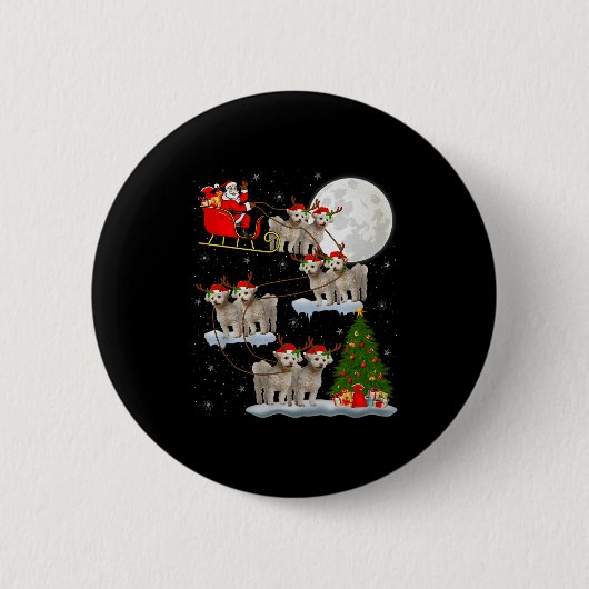 Bichon Frise Hund Santa Schlitten Fliegend Lustig Button (Vorderseite)