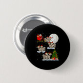 Bichon Frise Hund Santa Schlitten Fliegend Lustig Button (Vorne & Hinten)
