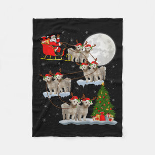 Bichon Frise Hund Santa Schlitten Fliegend Lustig  Fleecedecke