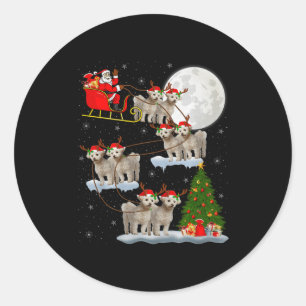 Bichon Frise Hund Santa Schlitten Fliegend Lustig Runder Aufkleber