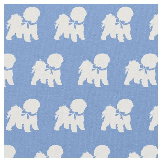 Bichon Frise Hund Silhouette Pet Light Blue Stoff (Nahaufnahme)