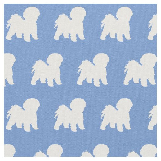 Bichon Frise Hund Silhouette Pet Light Blue Stoff (Nahaufnahme)