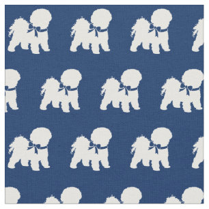 Bichon Frise Hund Silhouette Pet Navy Blue Stoff