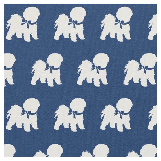 Bichon Frise Hund Silhouette Pet Navy Blue Stoff (Nahaufnahme)