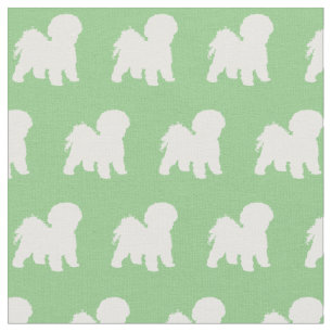 Bichon Frise Hund Silhouette Pet Sage Green Stoff