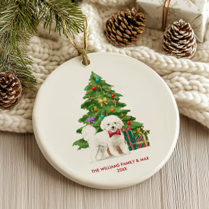 Bichon Frise Hund Weihnachten personalisiert Keramik Ornament