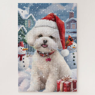 Bichon Frise Hund Winter Wonderland Weihnachtsfreu Puzzle