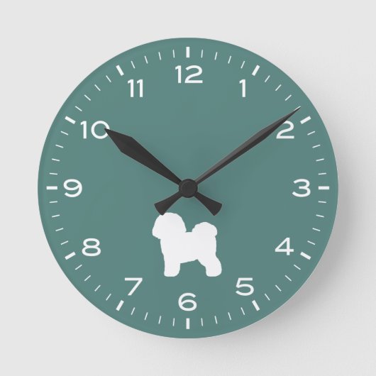 Bichon Frise Hunde Silhouette Runde Uhr (Vorderseite)