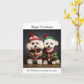 Bichon Frise Hunde Weihnachtskarte Karte (Gelbe Blume)