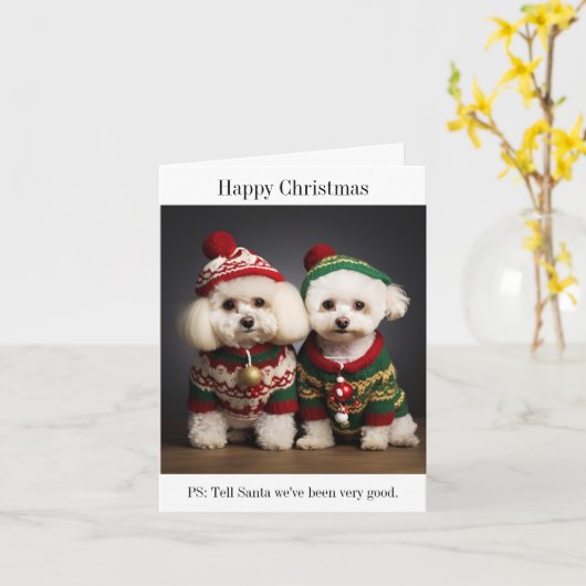 Bichon Frise Hunde Weihnachtskarte Karte (Gelbe Blume)