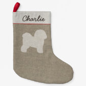 Bichon Frise HundeSilhouette-personalisiertes Kleiner Weihnachtsstrumpf (Vorderseite)