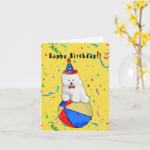 Bichon Frise Illustriert Grußkarte Karte (Gelbe Blume)