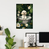 Bichon Frise In Bathtub Poster, Funny Dog Poster (Heimbüro)