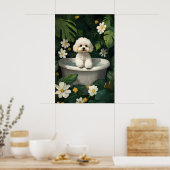 Bichon Frise In Bathtub Poster, Funny Dog Poster (Küche)