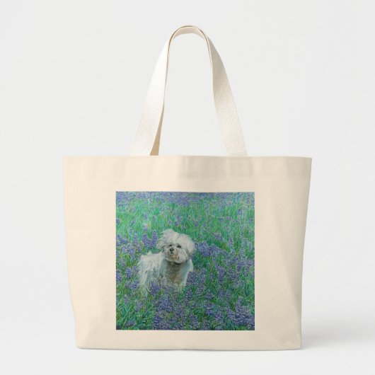 Bichon Frise in Bluebonnets Jumbo Stoffbeutel (Vorne)