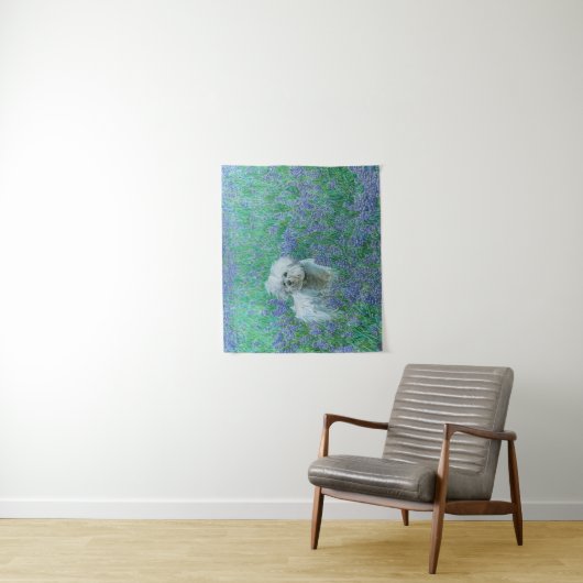 Bichon Frise in Bluebonnets Wandteppich (Beispiel)