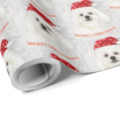 Bichon Frise in der Weihnachtsmannmütze Geschenkpapier (Rolleneckpunkt)