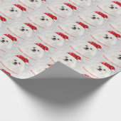 Bichon Frise in der Weihnachtsmannmütze Geschenkpapier (Ecke)
