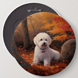 Bichon Frise in Herbstleaves Fall Inspiriert Button