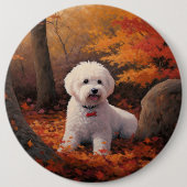 Bichon Frise in Herbstleaves Fall Inspiriert Button (Vorderseite)