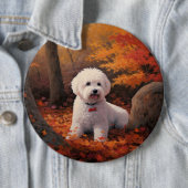 Bichon Frise in Herbstleaves Fall Inspiriert Button (Beispiel)