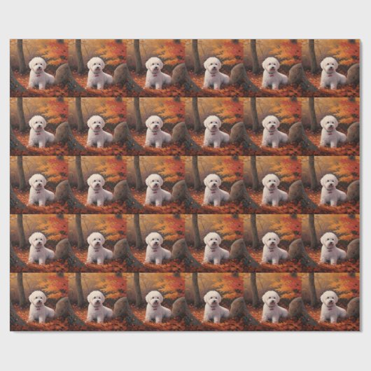 Bichon Frise in Herbstleaves Fall Inspiriert Geschenkpapier (Flach)