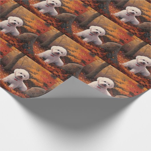 Bichon Frise in Herbstleaves Fall Inspiriert Geschenkpapier (Ecke)