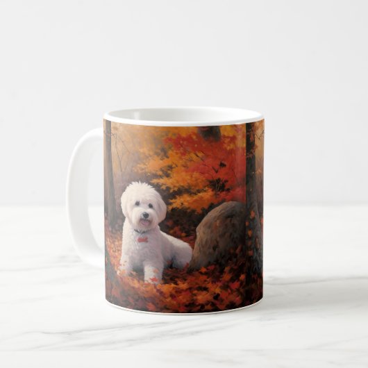 Bichon Frise in Herbstleaves Fall Inspiriert Kaffeetasse (Vorderseite Links)