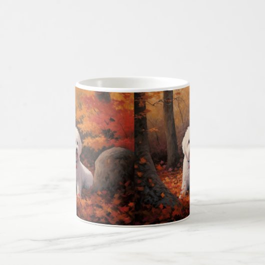 Bichon Frise in Herbstleaves Fall Inspiriert Kaffeetasse (Mittel)