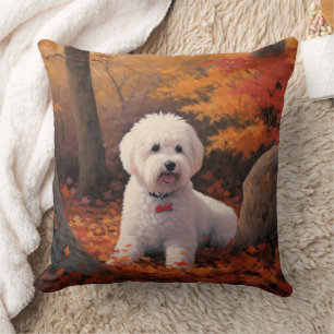 Bichon Frise in Herbstleaves Fall Inspiriert Kissen