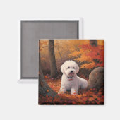 Bichon Frise in Herbstleaves Fall Inspiriert Magnet (Vorderseite/Rückseite)