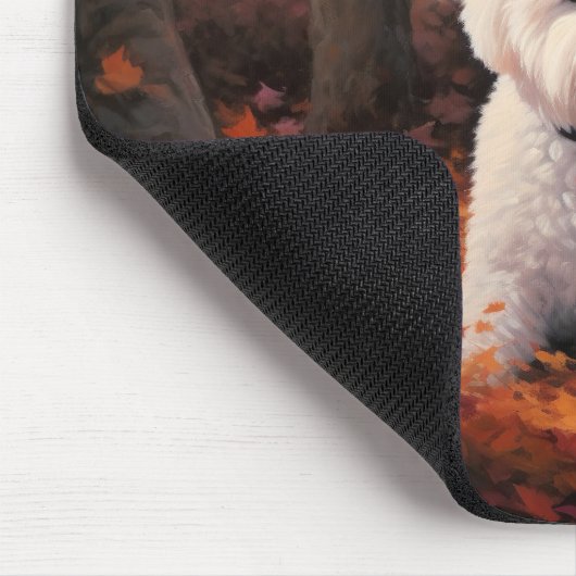 Bichon Frise in Herbstleaves Fall Inspiriert Mousepad (Ecke)