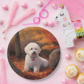 Bichon Frise in Herbstleaves Fall Inspiriert Pappteller (Party)