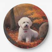 Bichon Frise in Herbstleaves Fall Inspiriert Pappteller (Vorderseite)