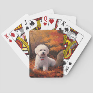Bichon Frise in Herbstleaves Fall Inspiriert Spielkarten