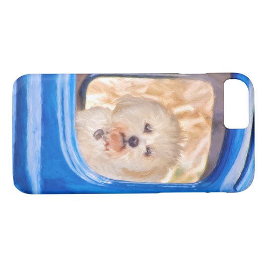 Bichon Frise in Oldtimer-Fenster Case-Mate iPhone Hülle (Rückseite (Horizontal))
